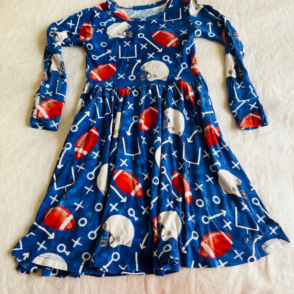 Kids Casual Dress with Football Print